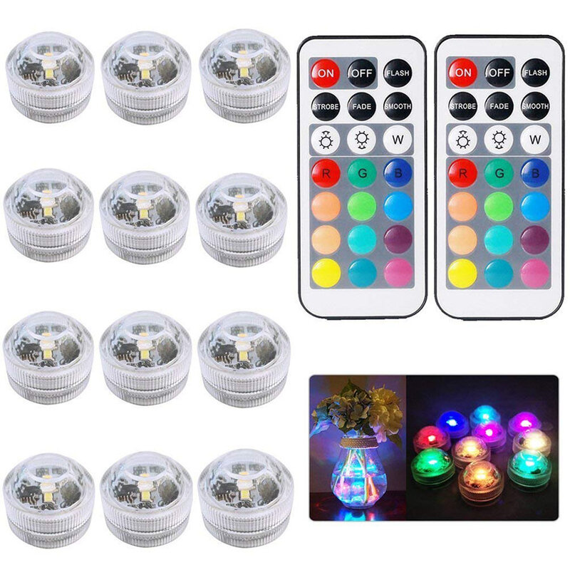 Remote Controlled Rgb Submersible Light Battery Operated Onderwater Night Lamp Vaas Kom Outdoor Tuin Wedding Party Decoratie