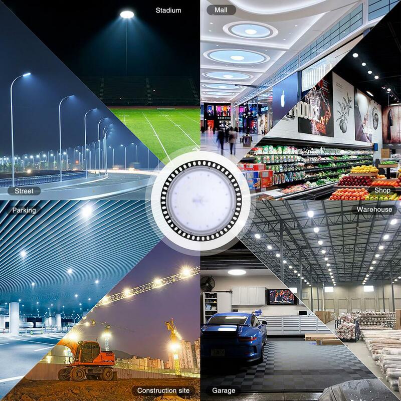 Luz LED UFO ultrafina para techos altos, iluminación de 100W, 200W, 300W, 110-120V, ahorro para fábrica, talleres, almacenes, supermercados y sótanos