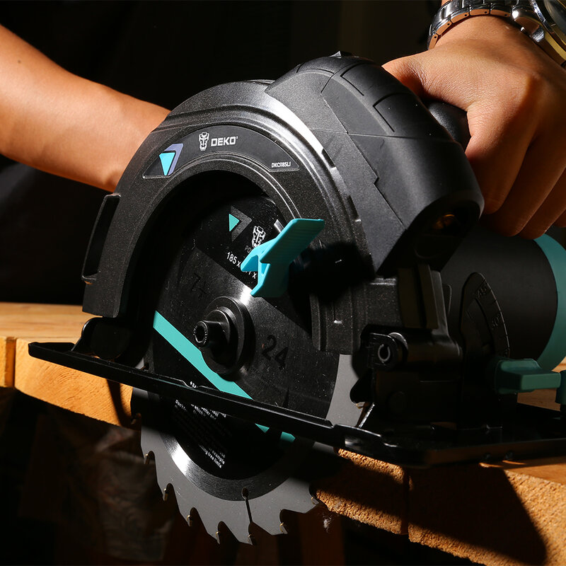 Deko-serra circular elétrica, máquina de corte multifuncional, com guia a laser e alça auxiliar, 185mm