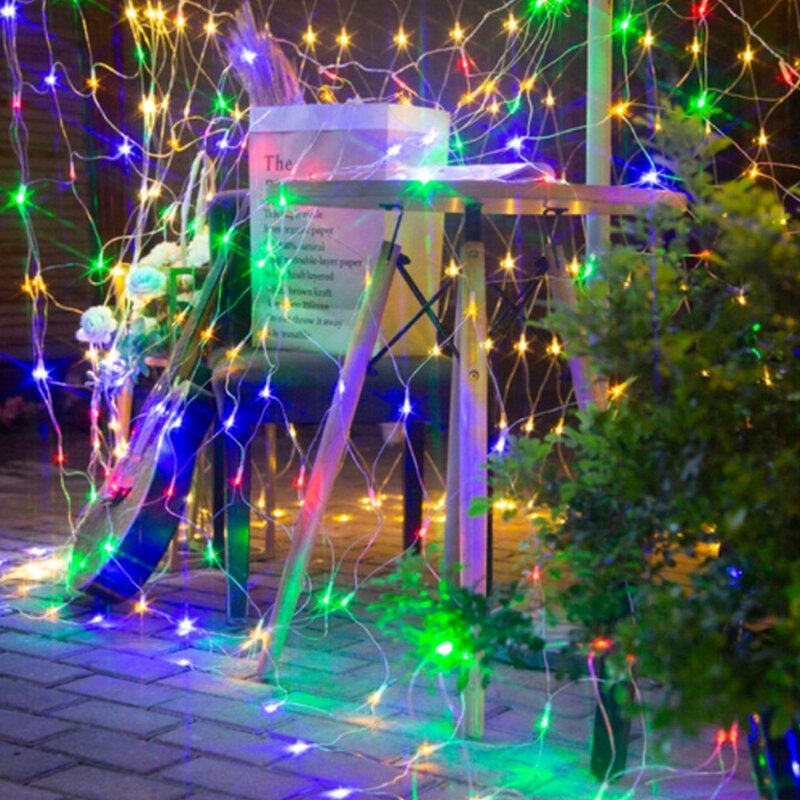 شبكة إضاءة LED مقاومة للماء للديكور ، 96 LED/200 LED ، للكريسماس ، في الهواء الطلق ، الزفاف ، الحديقة ، المنزل
