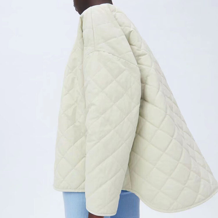 Женская однобортная хлопковая куртка, однотонная сетчатая куртка с длинным рукавом и V-образным вырезом, осень 2021