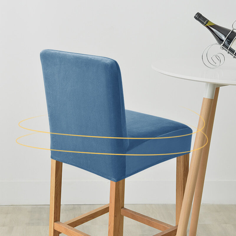 Sarung Kursi Beludru Sarung Kursi Meja untuk Bar Elastis Tinggi Ruang Makan Rumah Warna Solid Spandeks Elastis Elastis Penutup Kursi Dapur 4 Buah