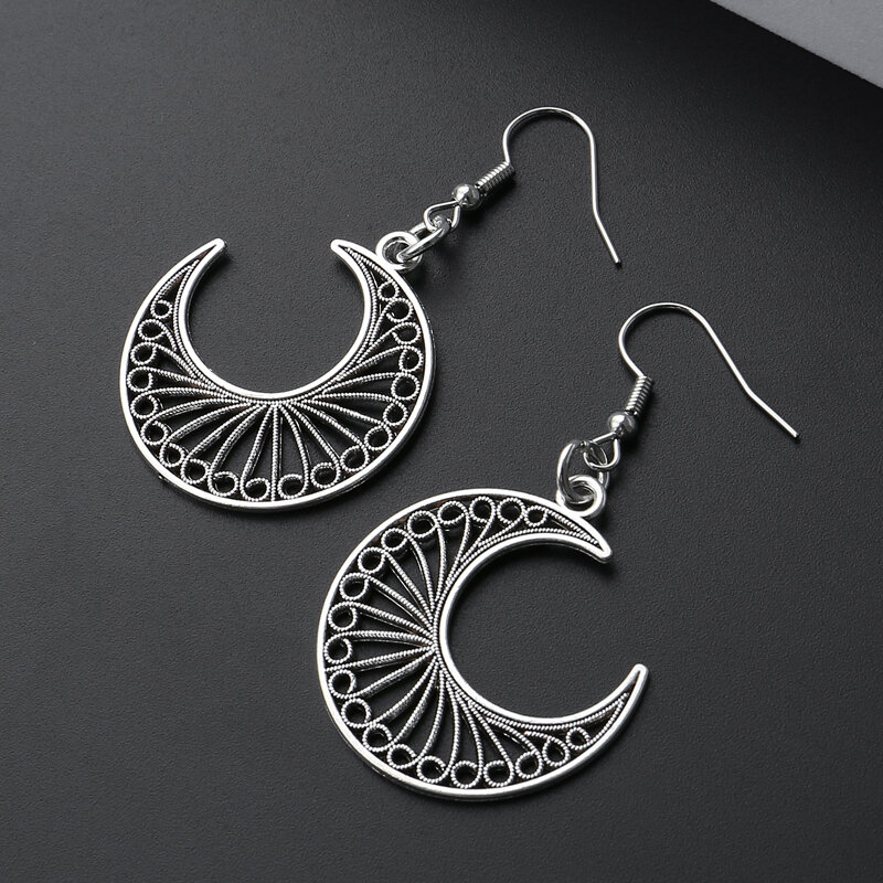 Dark Occult Hollow Moon Witch Earring Magic Crescent Pagan Gothic Dangle Earrings For Women Wicca Punk Handmade Jewelry Gifts