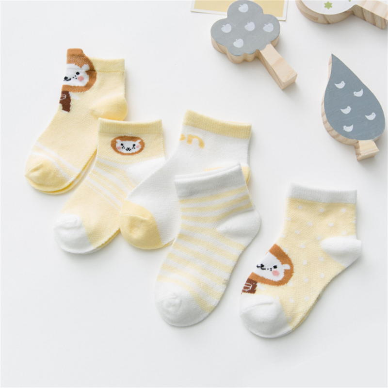 5 пар/упаковка, летние хлопковые носки для новорожденных