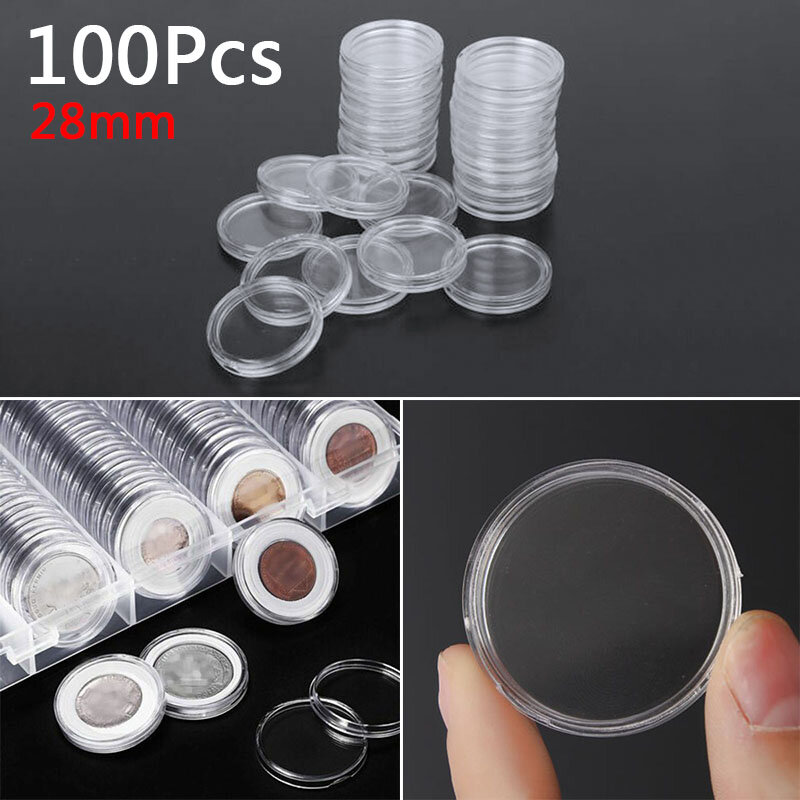 Transparente Caixas de Moedas 100pcs 1oz 41mm капсулы для монет Cápsulas Casos de Moedas Comemorativas no transporte da gota estoque