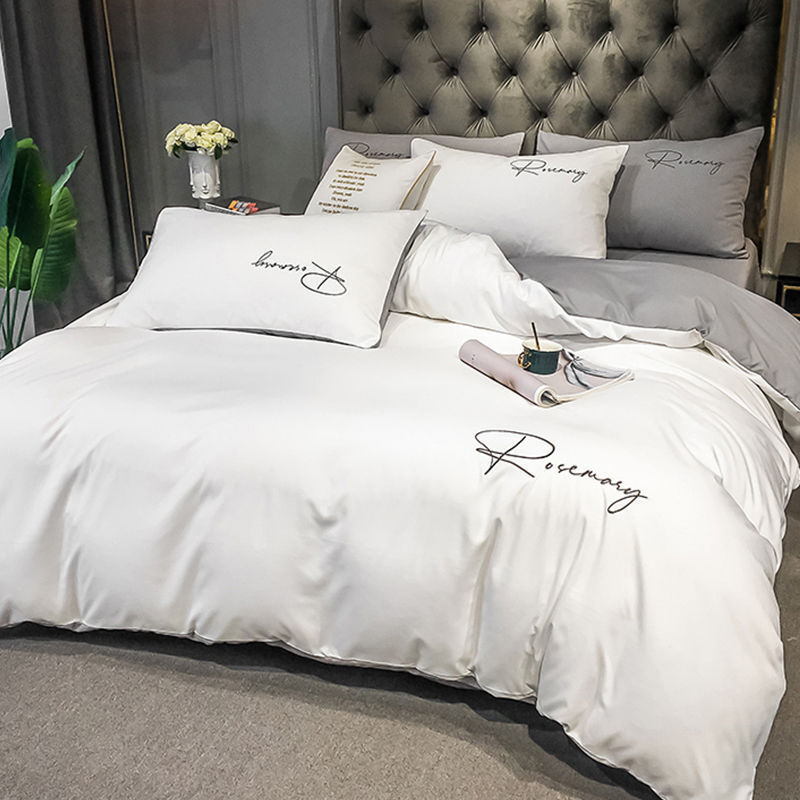 Czysty biały pościel zestaw duży rozmiar sypialnia proste i wyrafinowane tekstylia domowe komfort łóżko lniane prześcieradło zestaw 220X240CM 4 sztuk