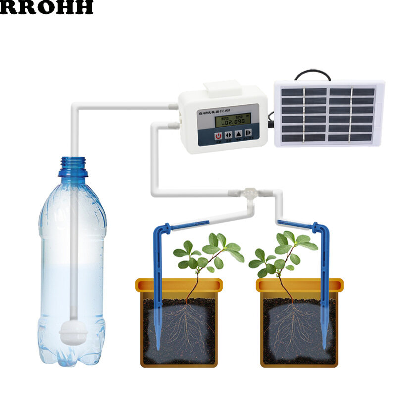 Energia solar automático micro casa sistema de irrigação por gotejamento kits água bomba temporizador controlador para casa jardim bonsai