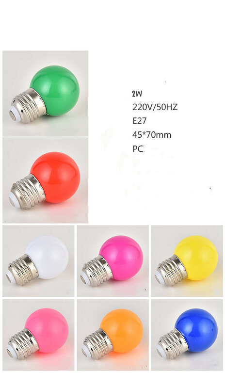 Bombilla LED grande para decoración de habitación, luces de colores a prueba de lluvia, Color rojo, naranja, amarillo, verde, blanco, azul, púrpura, E27, 1 w5w9w