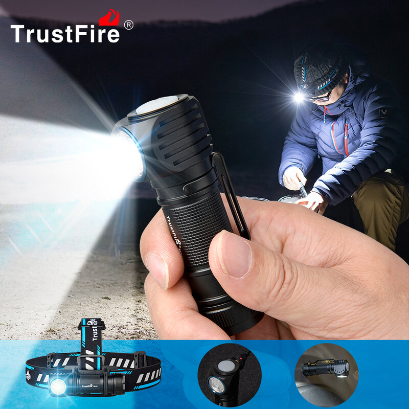 Trustfire MC18 1200 루멘 Led 손전등 자기 충전식 Edc 및 야외 조명 토치 18650 배터리 작업 빛 Fleshlight