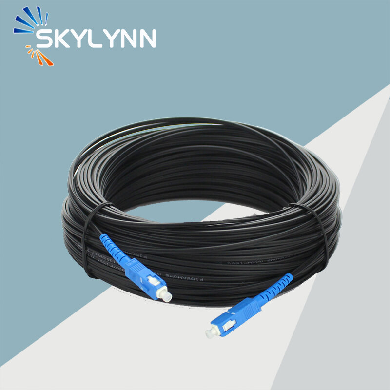 LSZH-Cable de fibra óptica para exteriores, Cable de conexión de 50/80 metros SC/UPC-SC/UPC SX Core monomodo G652D FTTH, chaqueta negra