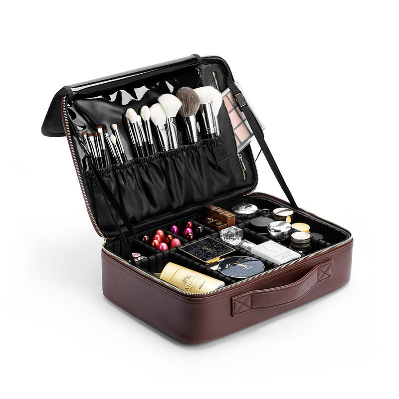 Grande caso cosmético feminino saco de maquiagem moda senhoras caixa de beleza multicamadas caixa de madeira portátil viagem saco de armazenamento de cosméticos