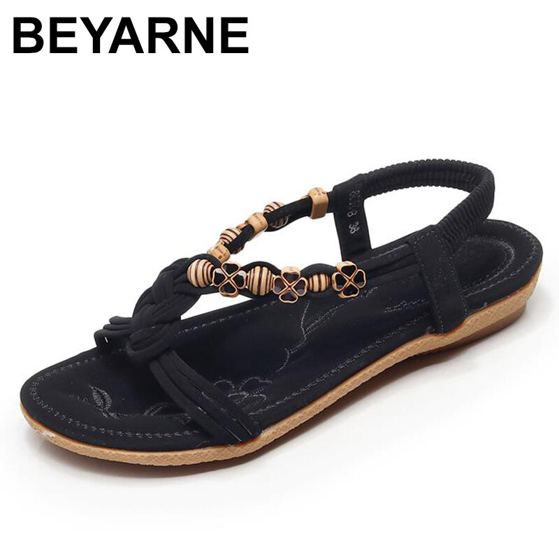 BEYARNE-صندل نسائي مسطح عتيق ، حذاء بنمط المصارع ، منصة ، صيف 2020