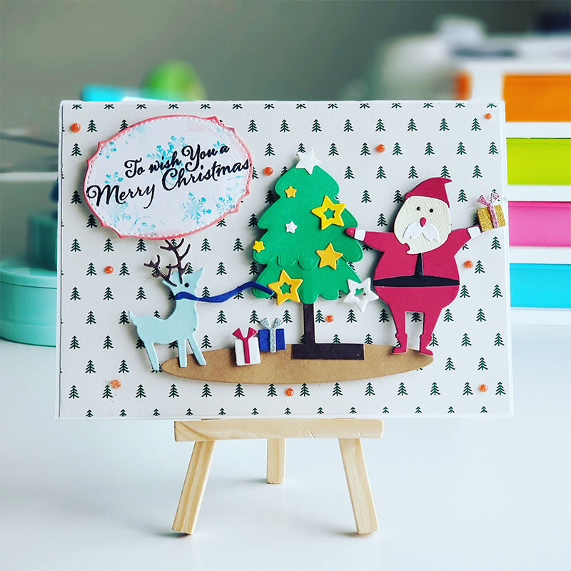 Новый дизайн Санта Клаус Лось елка Рождественские металлические штампы для резки скрапбукинга бумаги «сделай сам» открытки ремесла тиснен...