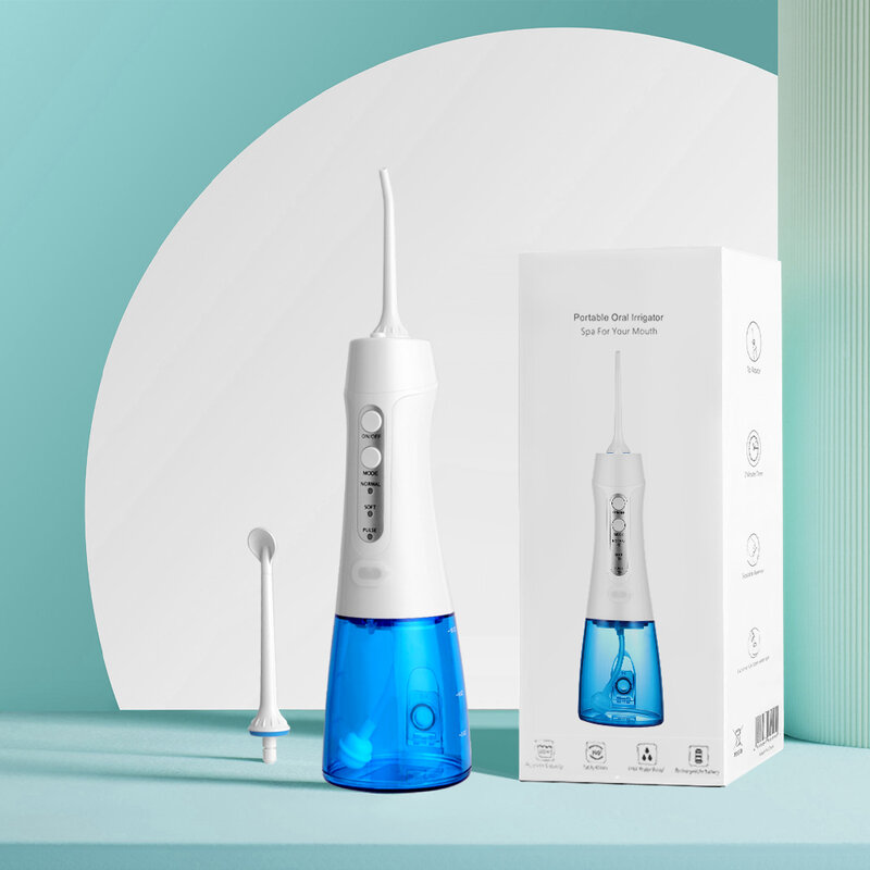 Cordless Dental Oral Irrigator - 300ML Portable and Rechargeable IPX8 Waterproof 3 Modes Water Flosser  Tank for Home and Travel