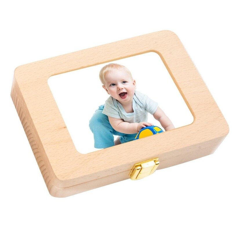 Baby Wooden Photo Frame Tooth Box Organizer Fetal Hair Kid Teeth Box Storage Infant Umbilical Keep Collect Child Souvenir Gift
