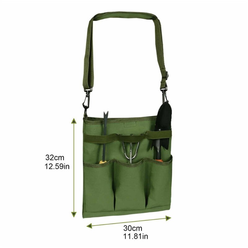 Bolsa de almacenamiento portátil para herramientas de jardín, bolso de hombro, cuerpo cruzado, 2 métodos de uso, 3 bolsillos, a prueba de agua