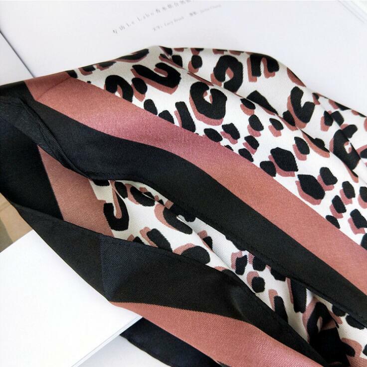 Ins cachecol quadrado moda chique leopardo, lenço feminino, bandana, estiloso de seda, lenço para mulheres 2020