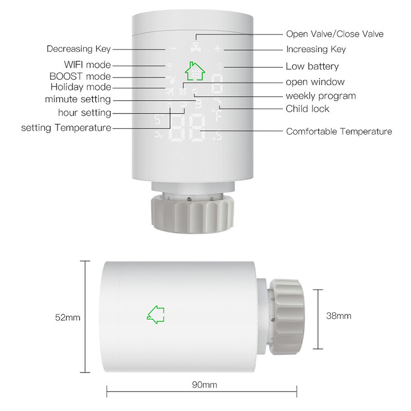 ZigBee Wifi Smart TRV Heizkörper Antrieb Thermostatventil Tuya Temperatur Controller Stimme Fernbedienung Google Hause