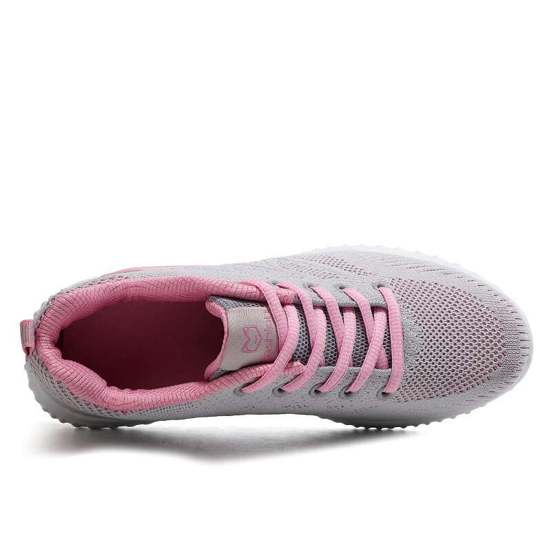 Tênis de corrida feminino respirável, calçado plataforma de malha para esportes ao ar livre para corrida verão 2021