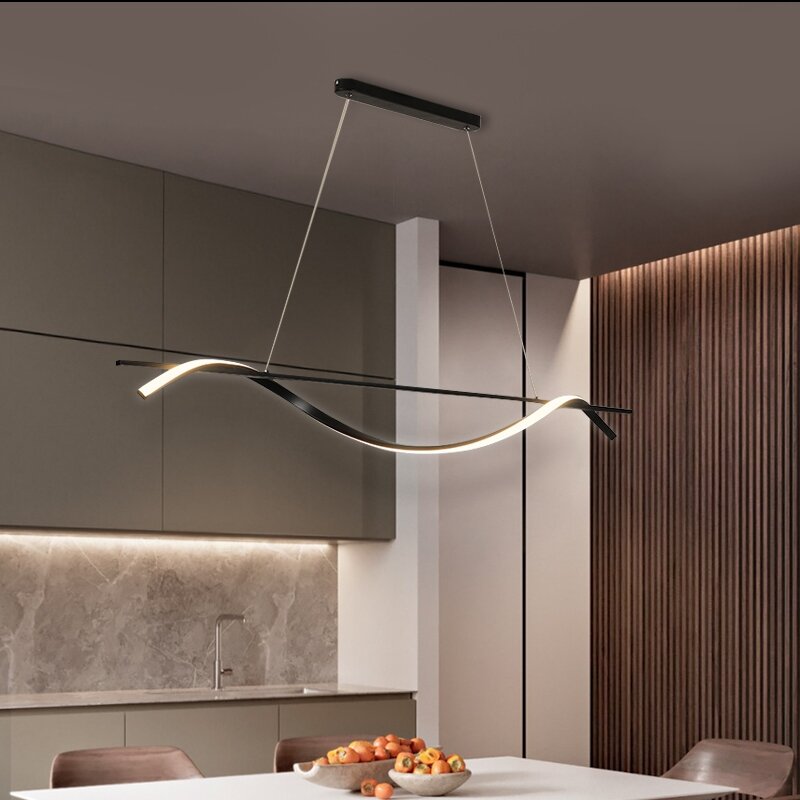 Artpad poziomy żyrandol Led nowoczesna lampa wisząca do kuchni jadalnia salon Bar Home Decor nowoczesny czarny oprawa oświetleniowa
