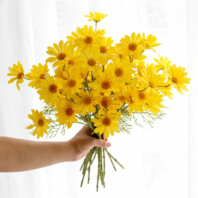 10pcs/bouquet Artificial Daisy Flowers Fake Chamomile Flowers Silk Stamen Small Daisy for Wedding Festival Home Table Decor