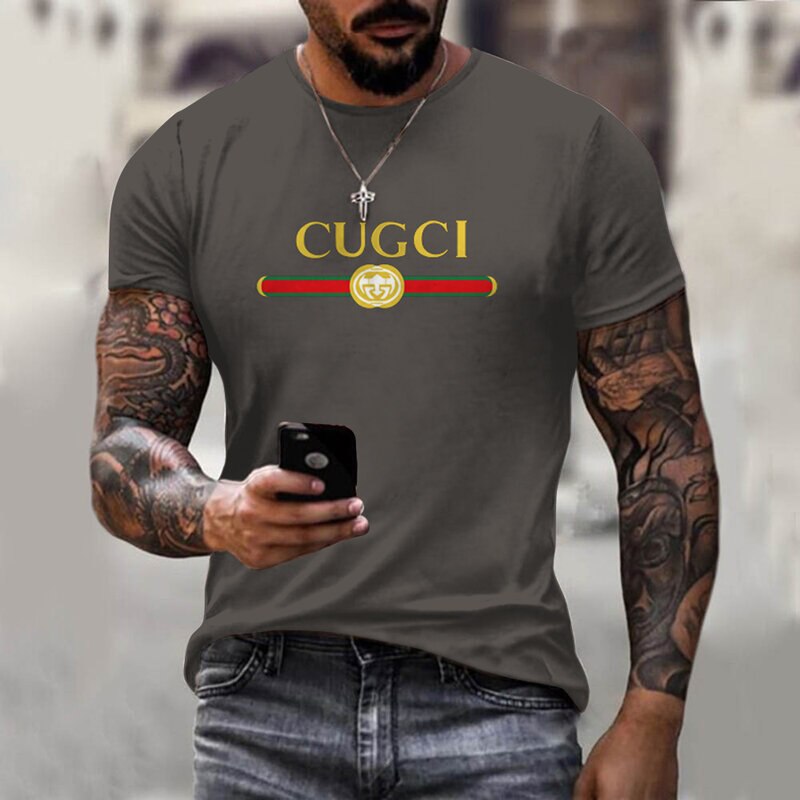 Męska 2021 3D GU pure color koszulka z nadrukiem oddychająca Streetwear szwy rozmiar XXS-6XL moda lato