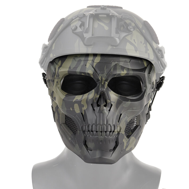Máscara de Paintball Airsoft de cara completa, equipo de combate de calavera táctica, protección Facial fresca, accesorio de equipo, protector Facial y nasal
