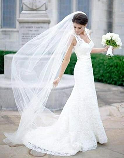 Bride Wedding Cathedral Veil Long Drop Veil Simple Soft Tulle Bridal Veils Single 1T/1 Tier