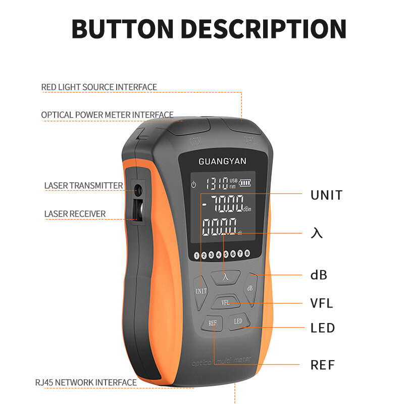New 6-in-1 Optical Power Meter High Precision Rechargeable G8 Visual Fault Locator Network Cable Test Line Finder OPM