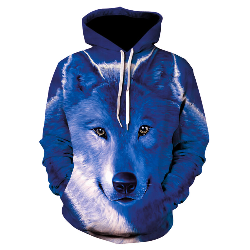 Sweat à capuche imprimé Animal de loup en 3D pour homme et femme, sweat-shirt à la mode, Design de loup brillant, Harajuku
