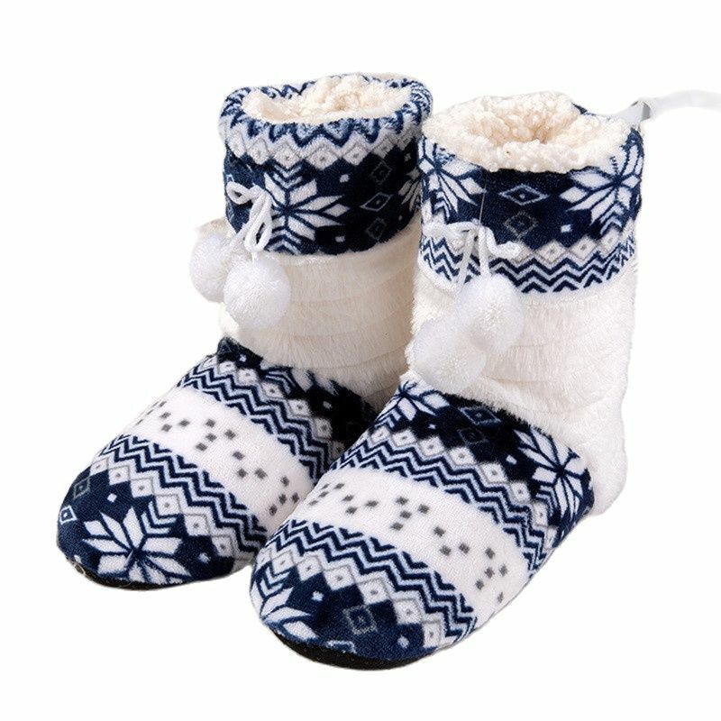 Suihyung-zapatos de interior de algodón para mujer, zapatillas cálidas de felpa, de terciopelo suave, sin cordones, para el hogar, Invierno