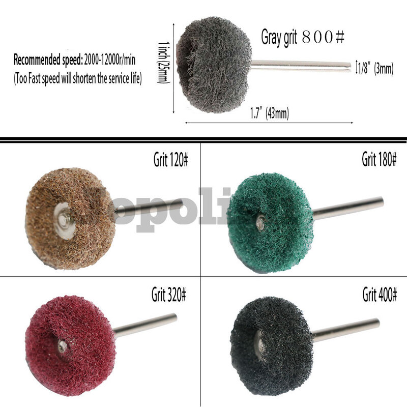 1 "feltro di lana levigatura testa abrasiva mola abrasiva 2.35/3mm gambo filo di cotone lucidatura mini spazzola per Dremel Dril