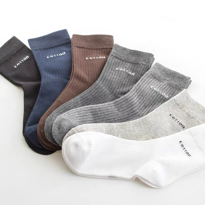 7pairs/lot Socks men's solid cotton spring and autumn cotton business dress men's socks high quality breathable casual socks