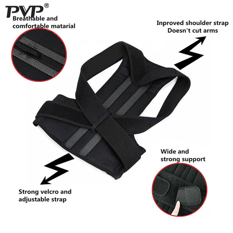 Adjustable Back Posture Corrector Clavicle Spine Back Shoulder Lumbar Brace Support Belt Posture Correction
