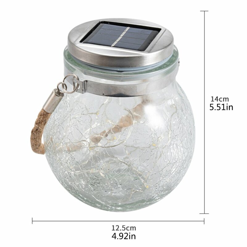 Outdoor Solar Crack Hanging Light Round Glass Jar Lamp Outdoor Courtyard Decoration Tree Lamp Wire Lamp