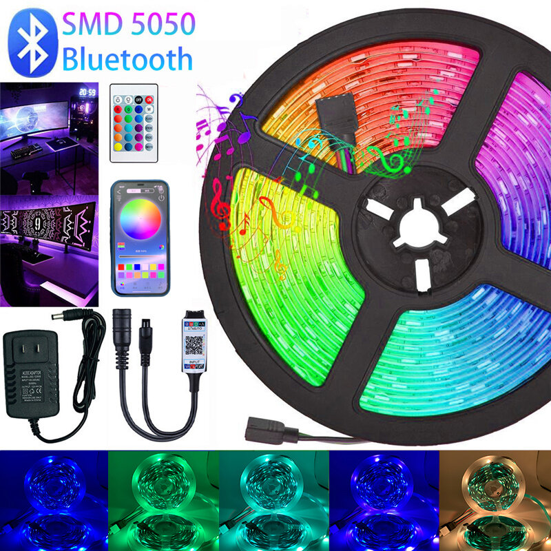 Led Strips Verlichting Rgb 5050 Dc 12V IP20 Luces Led Strip Flexibele Lint Tape Diode Bluetooth Wifi Ir Remote controller Adapter