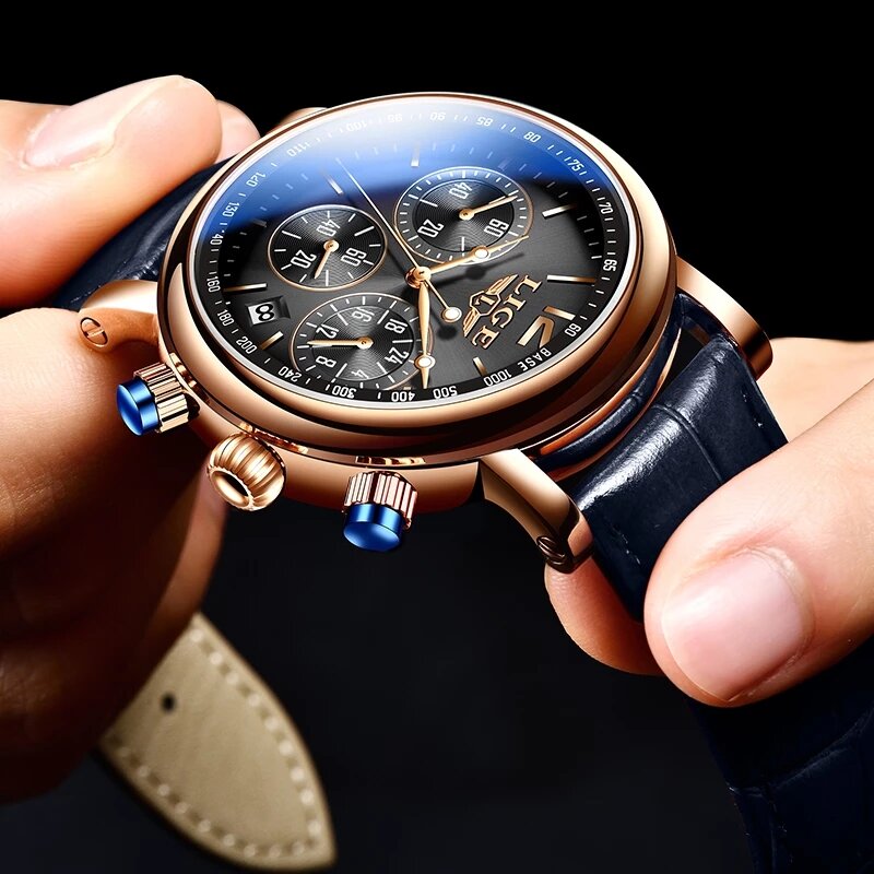 LIGE-Reloj analógico de cuero para Hombre, accesorio de pulsera de cuarzo resistente al agua con calendario, marca de lujo deportivo de complemento masculino con diseño moderno, nuevo, 2022