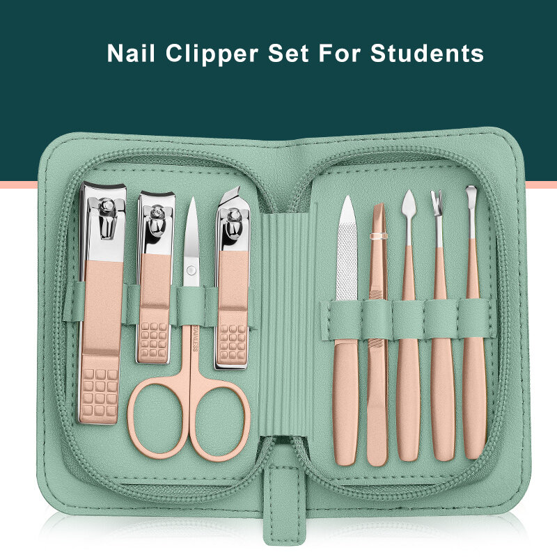 Kit de manucure professionnel rose pour étudiants, coupe-ongles, pinces à cuticules, coupe-ongles pour orteils, Kit d'outils de soins personnels