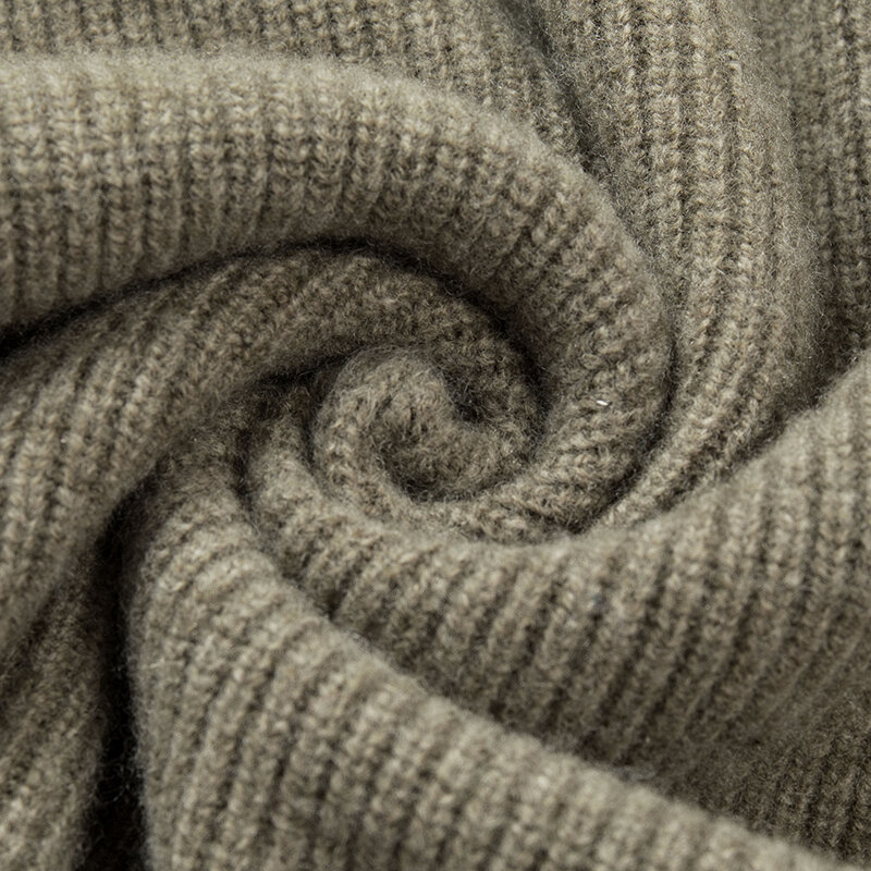 Suéter de lana 100% pura para hombre, jersey de Cuello medio alto con cremallera, color sólido, grueso, para negocios, Otoño e Invierno