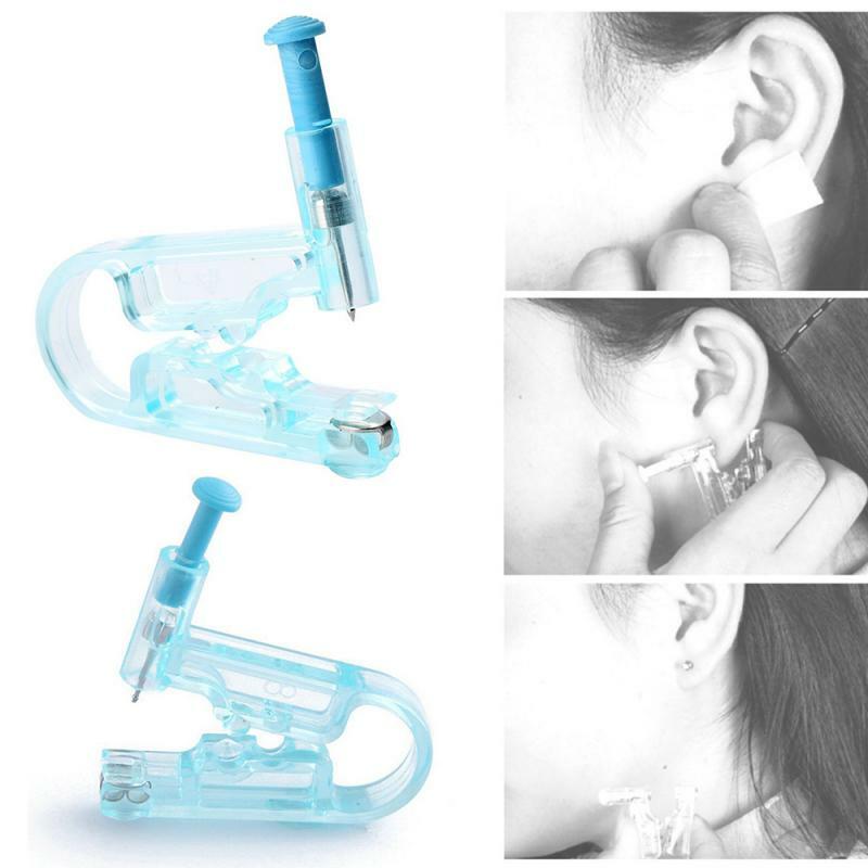 Tattoo Needles Painless Disposable Healthy Asepsis Ear Piercing Gun Pierce Tool Blue Kit no no inflammation Ear Piercing Gun
