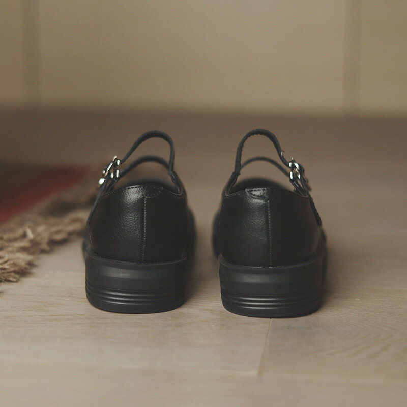 GZM المرأة أحذية من الجلد الرجعية الأحذية اليابانية JK ماري جين طالب النمط البريطاني منخفضة الكعب أحذية منصة