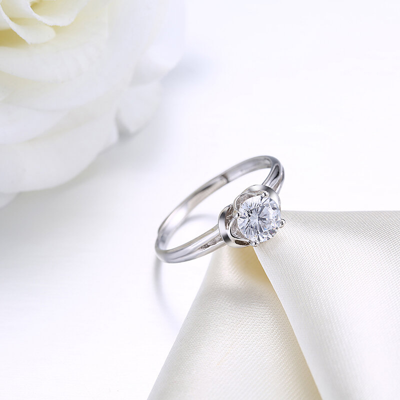ZEMIOR Boutique 925 srebro pierścionek damski 5A okrągły cyrkon regulowany kształt geometryczny romantyczny wyślij pierścionek z biżuterią dla dziewczyny