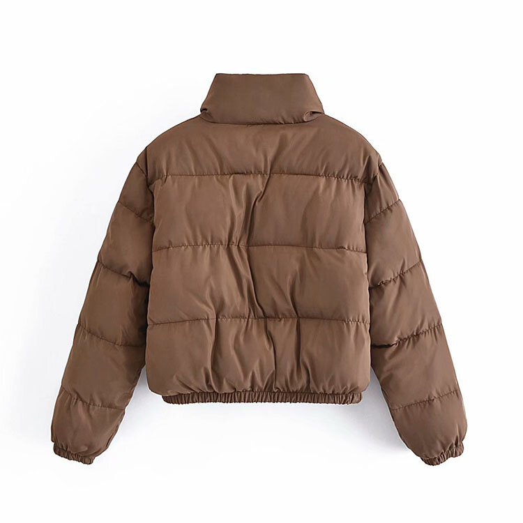 Chaqueta de algodón con bolsillo y cremallera para mujer, chaqueta informal de manga larga, Color sólido, decoración, otoño e invierno, 2021