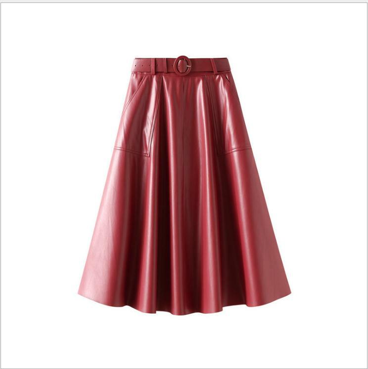 Nova saias inverno outono mulheres cintura alta a-line guarda-chuva saias cor sólida feminino saia do vintage chic saias com cinto k1537