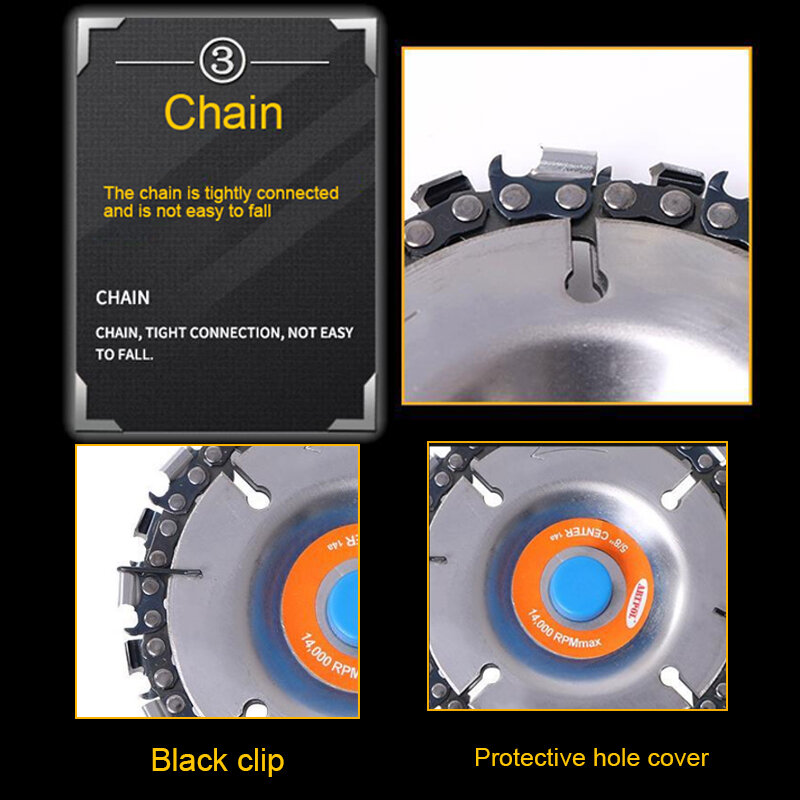 Disque de scie à chaîne de 4 ou 5 pouces, outil multifonctionnel pour la sculpture du bois, outil de meulage d'angle