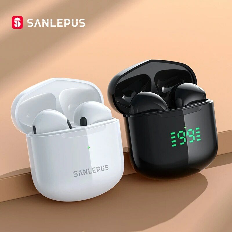 SANLEPUS TWS Earphone Bluetooth Headphone Nirkabel Headset Olahraga HiFi Stereo Earbud Gaming untuk iPhone Android Xiaomi Honor