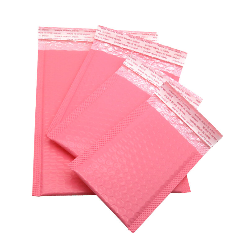 50 sztuk koperta bąbelkowa s różowy Poly koperta bąbelkowa samo uszczelnienie koperty bąbelkowe torby na prezenty dla książka magazyn pokryte Mailer, samoprzylepny, różowy