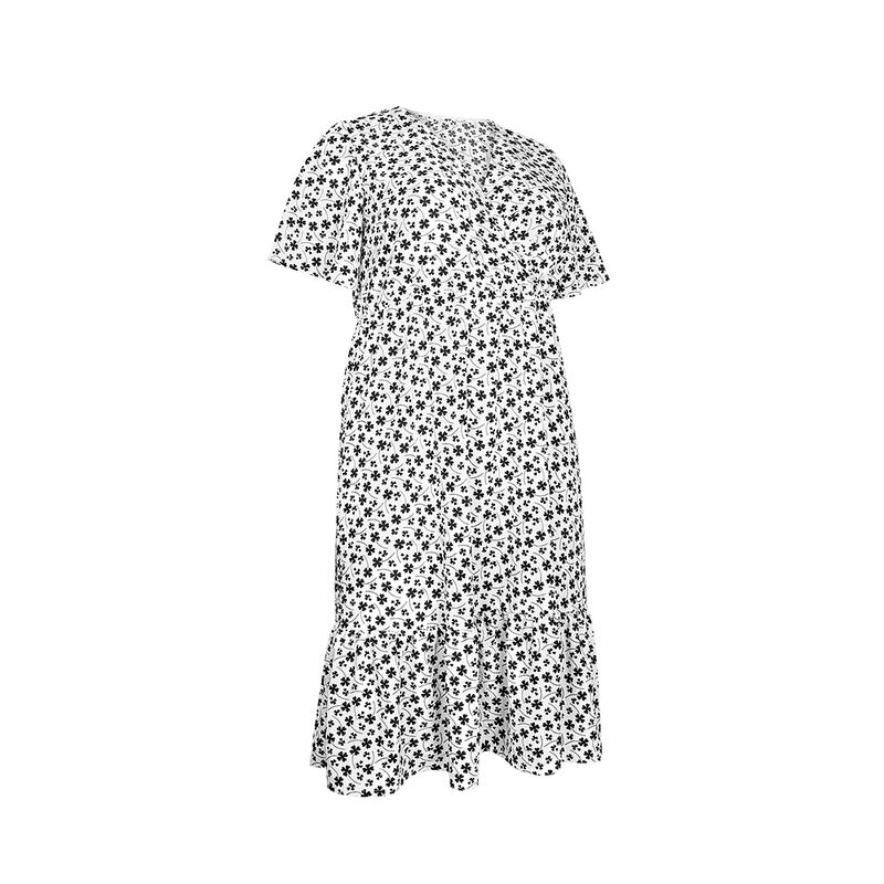 Женское летнее шифоновое платье с v-образным вырезом, модное шикарное Повседневное платье размера плюс 4XL 5XL Vestidos de tallas gW032