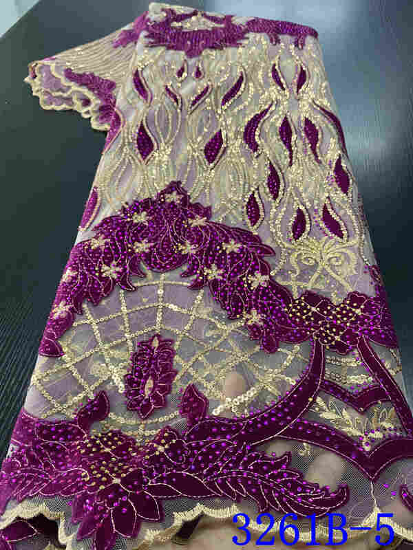 Tela de encaje de terciopelo francés nigeriano, tejido de alta calidad con lentejuelas bordadas, encaje de novia africano, YA3261B-4, 2020