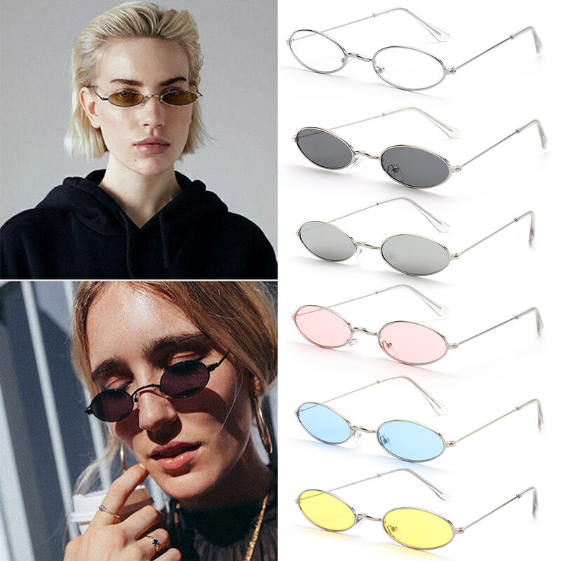 Retro Kleine Frame Ovale Zonnebril Vrouwen Vintage Shades Zwart Rood Metalen Kleur Zonnebril Voor Vrouwelijke Fashion Design Brillen
